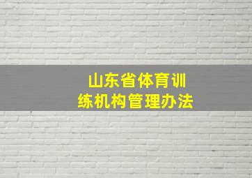 山东省体育训练机构管理办法