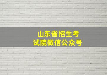 山东省招生考试院微信公众号