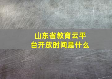 山东省教育云平台开放时间是什么