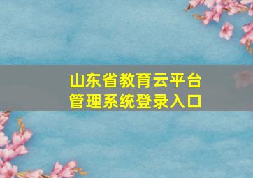 山东省教育云平台管理系统登录入口