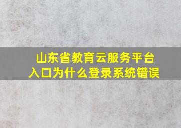 山东省教育云服务平台入口为什么登录系统错误