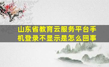 山东省教育云服务平台手机登录不显示是怎么回事