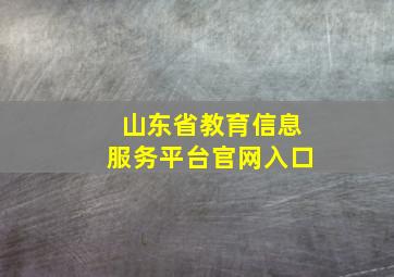 山东省教育信息服务平台官网入口