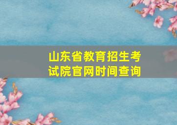 山东省教育招生考试院官网时间查询