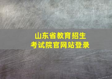 山东省教育招生考试院官网站登录