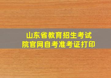 山东省教育招生考试院官网自考准考证打印