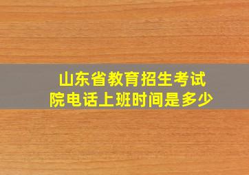 山东省教育招生考试院电话上班时间是多少