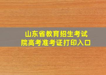 山东省教育招生考试院高考准考证打印入口