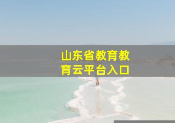 山东省教育教育云平台入口