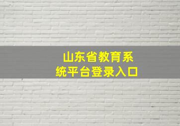 山东省教育系统平台登录入口