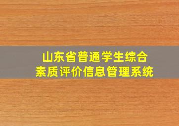 山东省普通学生综合素质评价信息管理系统