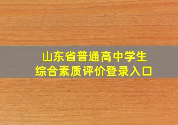 山东省普通高中学生综合素质评价登录入口