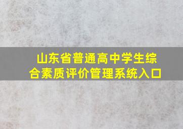 山东省普通高中学生综合素质评价管理系统入口