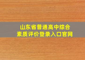 山东省普通高中综合素质评价登录入口官网