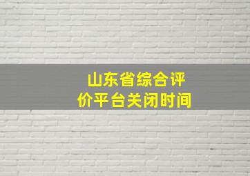 山东省综合评价平台关闭时间