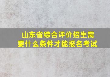 山东省综合评价招生需要什么条件才能报名考试