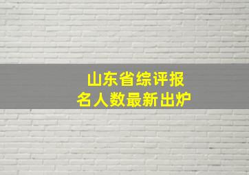 山东省综评报名人数最新出炉