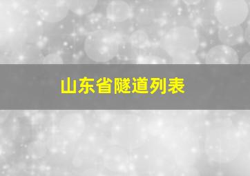 山东省隧道列表