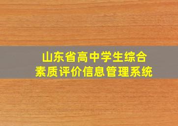 山东省高中学生综合素质评价信息管理系统