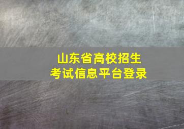 山东省高校招生考试信息平台登录