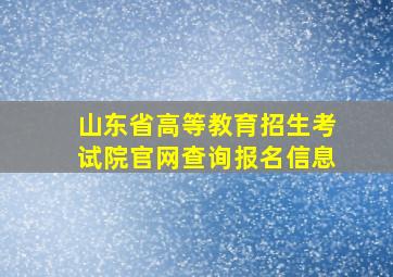 山东省高等教育招生考试院官网查询报名信息