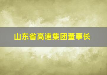 山东省高速集团董事长