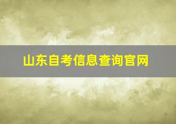 山东自考信息查询官网