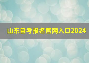 山东自考报名官网入口2024