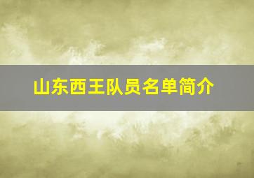 山东西王队员名单简介