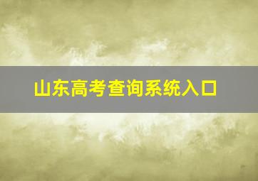 山东高考查询系统入口