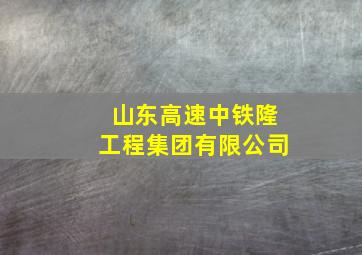 山东高速中铁隆工程集团有限公司