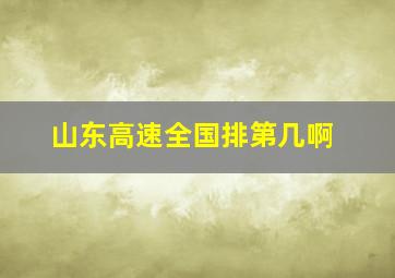 山东高速全国排第几啊