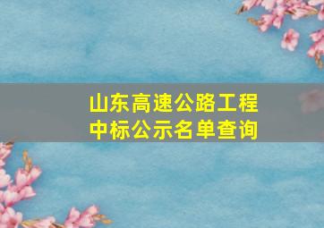 山东高速公路工程中标公示名单查询