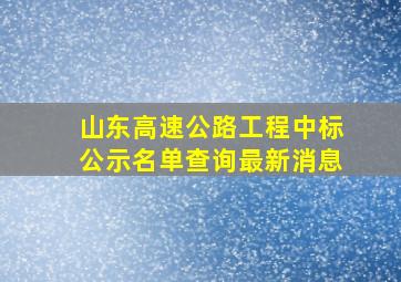 山东高速公路工程中标公示名单查询最新消息