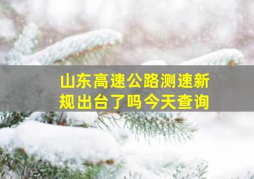 山东高速公路测速新规出台了吗今天查询