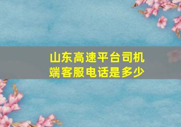 山东高速平台司机端客服电话是多少