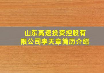 山东高速投资控股有限公司李天章简历介绍