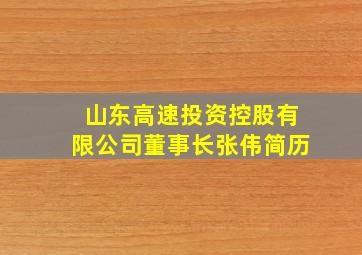 山东高速投资控股有限公司董事长张伟简历