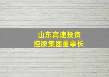 山东高速投资控股集团董事长