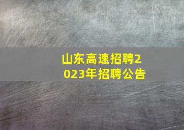 山东高速招聘2023年招聘公告