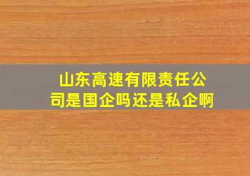 山东高速有限责任公司是国企吗还是私企啊