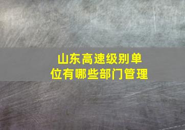 山东高速级别单位有哪些部门管理