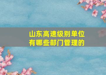 山东高速级别单位有哪些部门管理的