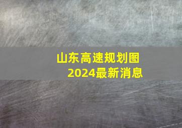 山东高速规划图2024最新消息