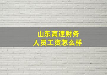 山东高速财务人员工资怎么样