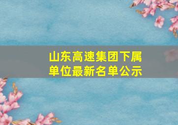 山东高速集团下属单位最新名单公示