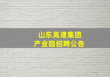 山东高速集团产业园招聘公告