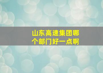 山东高速集团哪个部门好一点啊