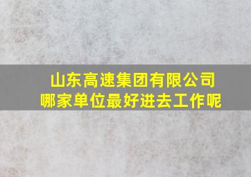 山东高速集团有限公司哪家单位最好进去工作呢