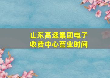 山东高速集团电子收费中心营业时间